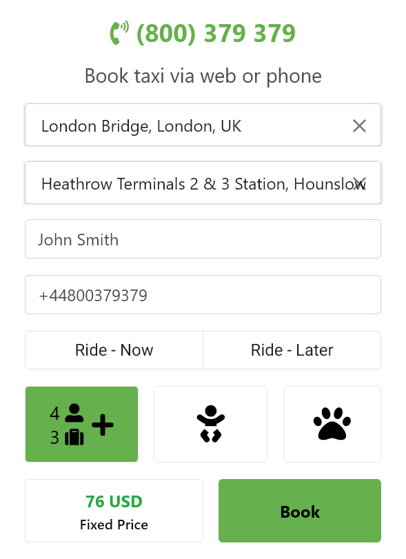 Entering your trip information