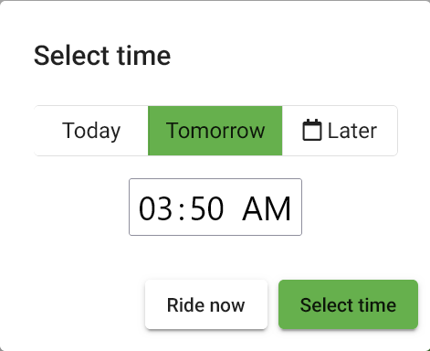 Choosing ride time
