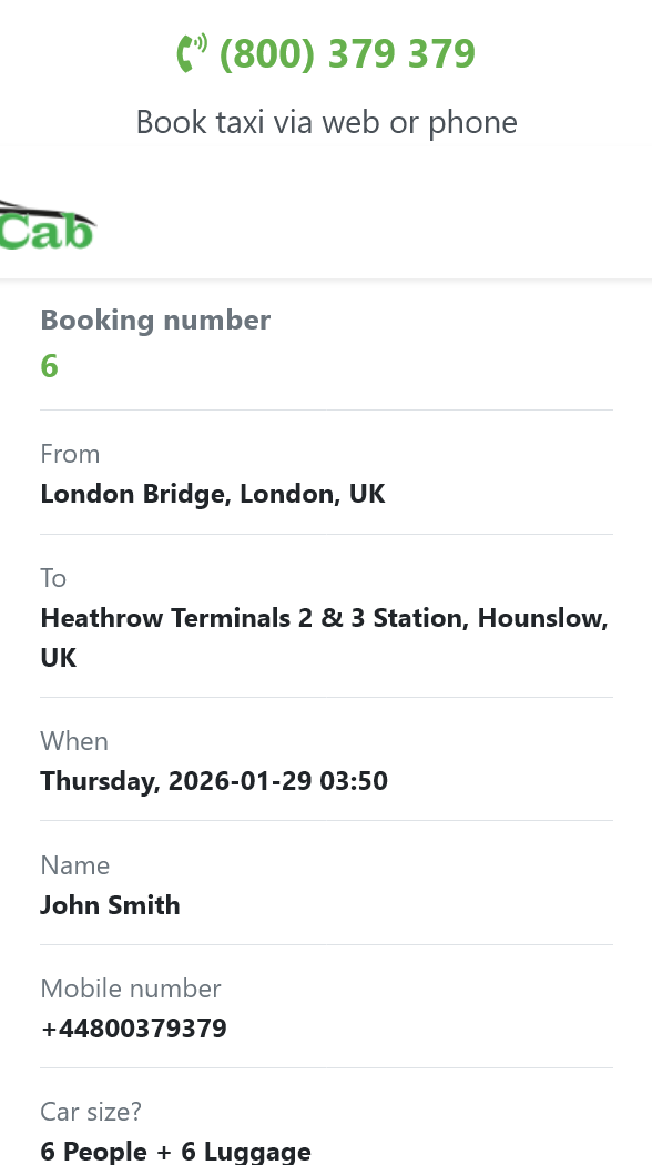 Booking success page